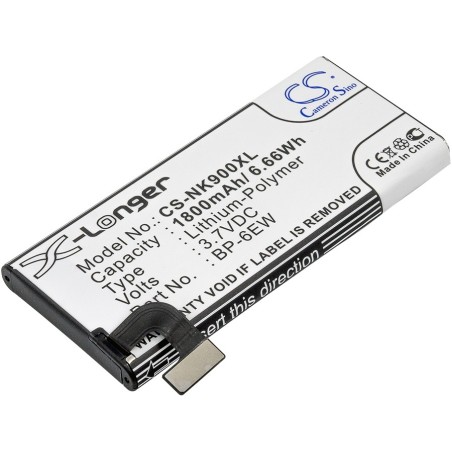 Batterie pour Nokia BP-6EW (1800 mAh/6.66 Wh, 3.7 V)
