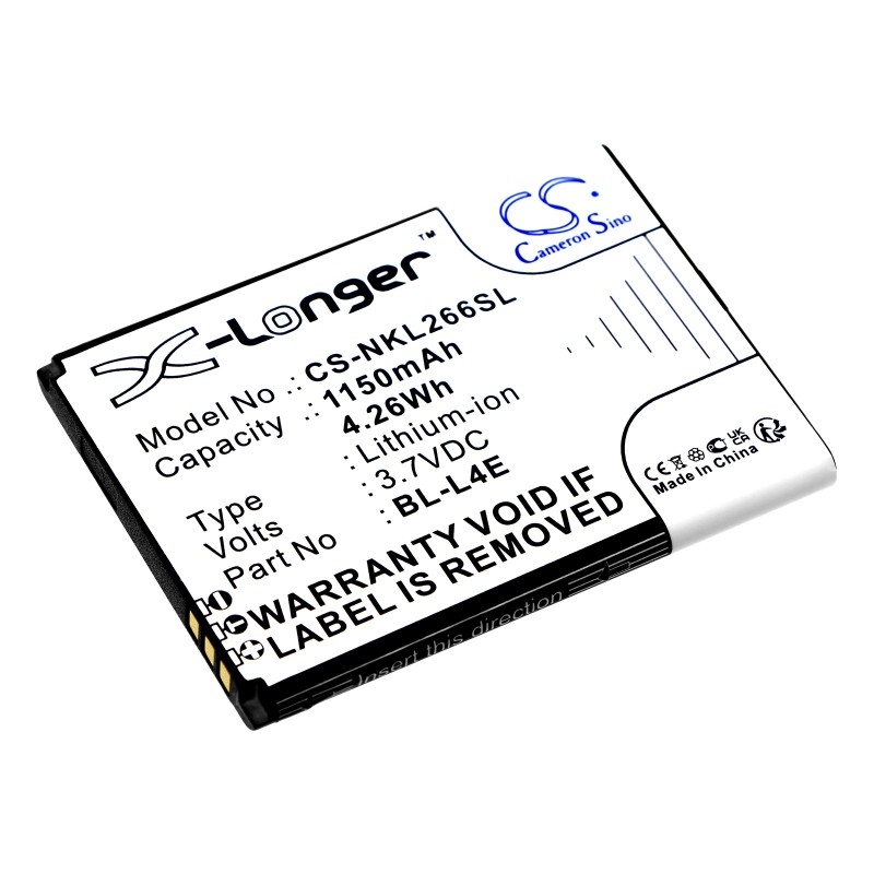 Batterie pour Nokia BL-L4E (1150 mAh/4.26 Wh, 3.7 V)