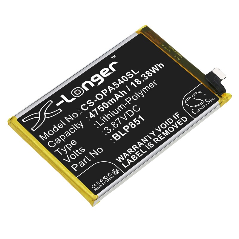 Batterie pour Oppo A74 5G (4750 mAh/18.38 Wh, 3.87 V)