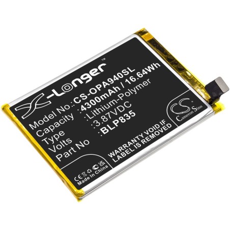 Batterie pour Oppo CPH2203 (4300 mAh/16.64 Wh, 3.87 V)