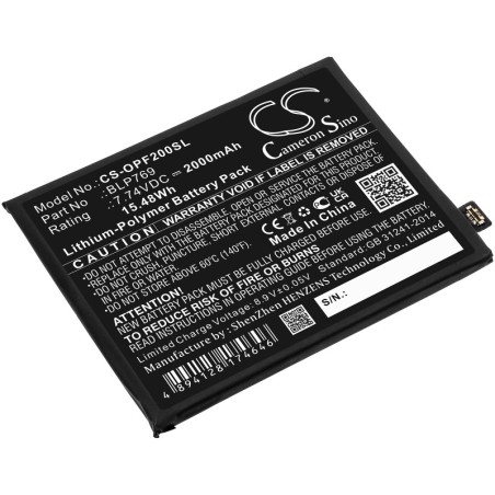 Batterie pour Oppo PDEM10 (2000 mAh/15.48 Wh, 7.74 V)