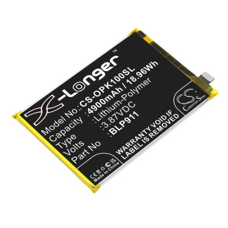 Batterie pour Oppo BLP911 (4900 mAh/18.96 Wh, 3.87 V)