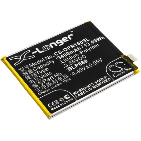 Batterie pour Oppo BLP689 (3400 mAh/13.09 Wh, 3.85 V)