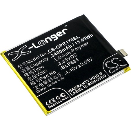 Batterie pour Oppo BLP681 (3400 mAh/13.09 Wh, 3.85 V)