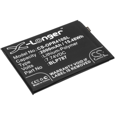 Batterie pour Oppo BLP787 (2000 mAh/15.48 Wh, 7.74 V)