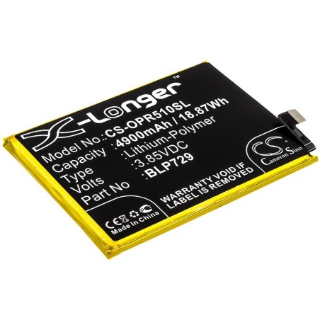 Batterie pour Oppo BLP729 (4900 mAh/18.87 Wh, 3.85 V)