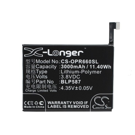 Batterie pour Oppo U3 (3000 mAh/11.4 Wh, 3.8 V)