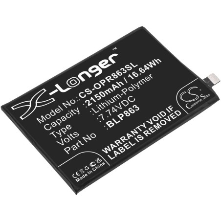 Batterie pour Oppo BLP863 (2150 mAh/16.64 Wh, 7.74 V)
