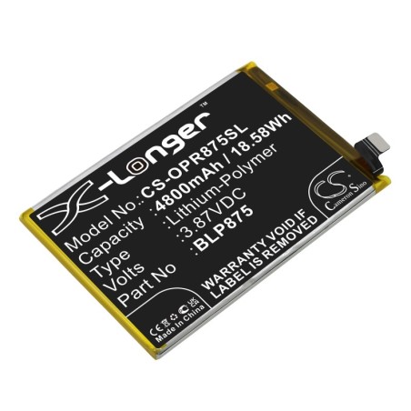 Batterie pour Oppo BLP875 (4800 mAh/18.58 Wh, 3.87 V)