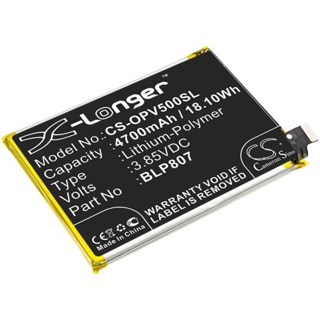 Batterie pour Oppo BLP807 (4700 mAh/18.1 Wh, 3.85 V)