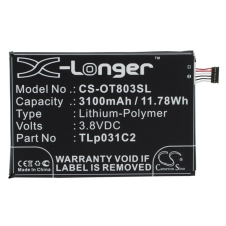 Batterie pour Alcatel OT-8030 (3100 mAh/11.78 Wh, 3.8 V)
