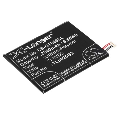 Batterie pour Alcatel OT-8050D (2500 mAh/9.5 Wh, 3.8 V)