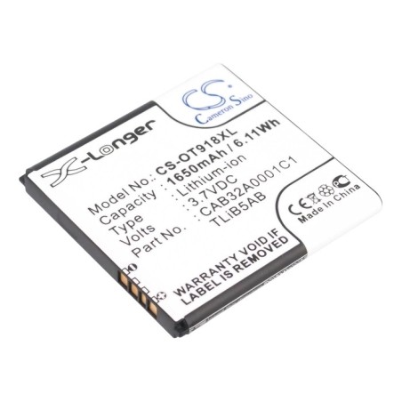 Batterie pour TCL A980 (1650 mAh/6.11 Wh, 3.7 V)