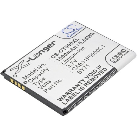 Batterie pour Alcatel OT-910 (1500 mAh/5.55 Wh, 3.7 V)