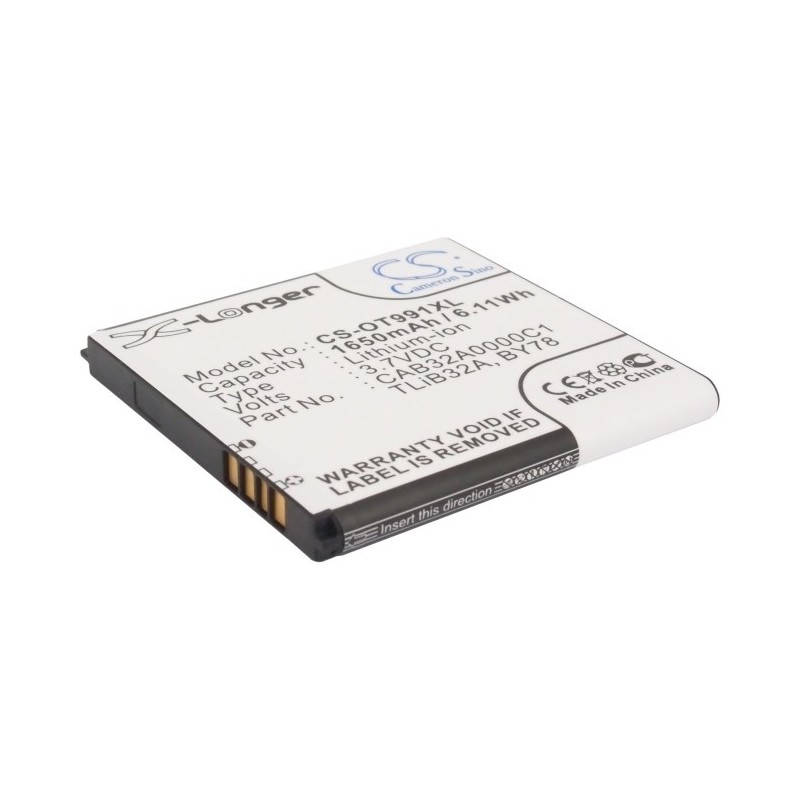 Batterie pour Alcatel One Touch 991 Play (1650 mAh/6.11 Wh, 3.7 V)