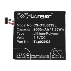 Batterie pour Alcatel C2000023C2 (2000 mAh/7.6 Wh, 3.8 V)