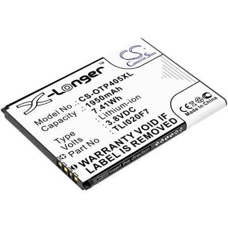 Batterie pour Alcatel TLI020F7 (1950 mAh/7.41 Wh, 3.8 V)