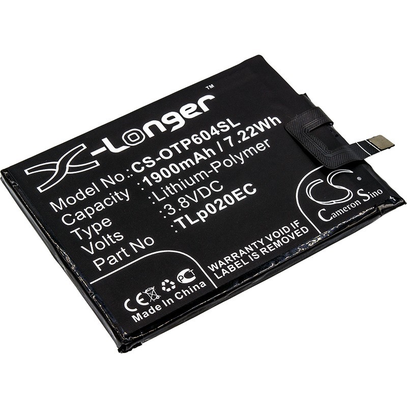 Batterie pour Alcatel OT-6044 (1900 mAh/7.22 Wh, 3.8 V)