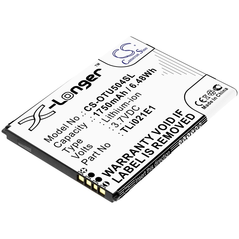 Batterie pour Alcatel U5 HD (1750 mAh/6.48 Wh, 3.7 V)