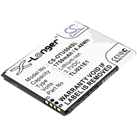 Batterie pour Alcatel U5 HD (1750 mAh/6.48 Wh, 3.7 V)