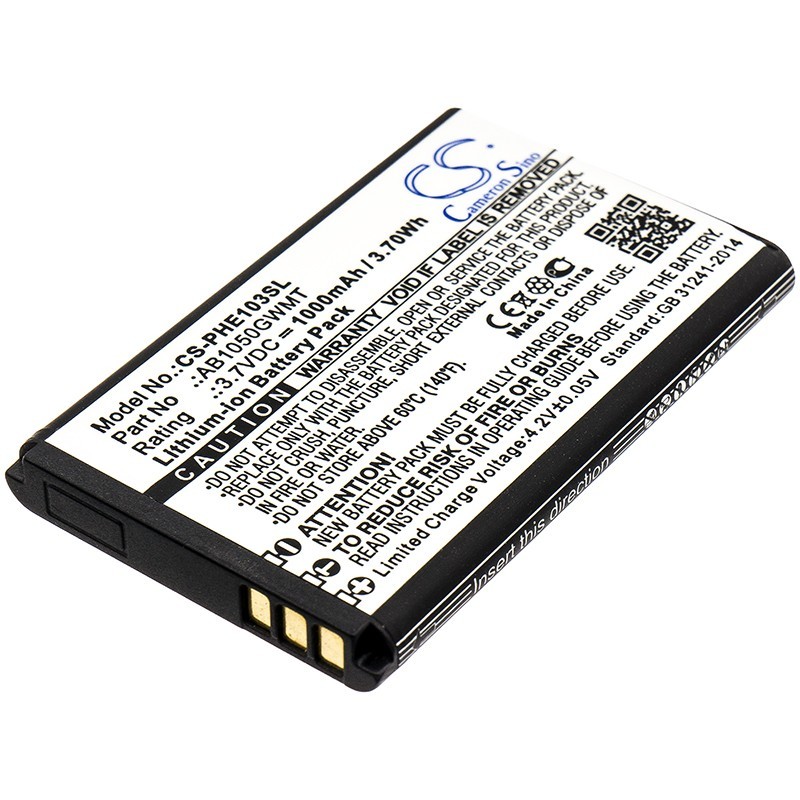 Batterie pour Philips Xenium E103 (1000 mAh/3.7 Wh, 3.7 V)