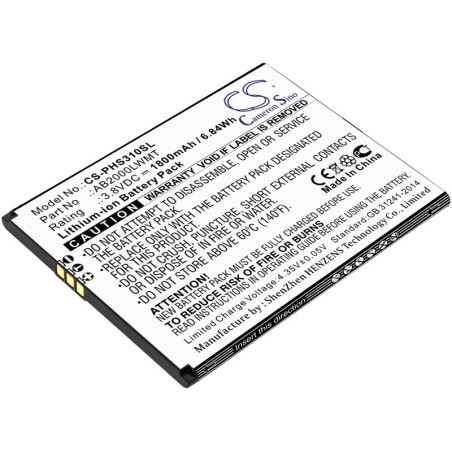 Batterie pour Philips AB2000LWMT (1800 mAh/6.84 Wh, 3.8 V)