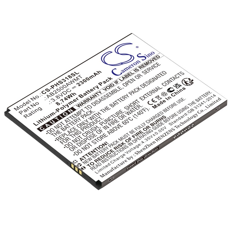 Batterie pour Philips Xenium S318 (2300 mAh/8.74 Wh, 3.8 V)