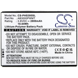 Batterie pour Philips Xenium S395 (2800 mAh/10.64 Wh, 3.8 V)