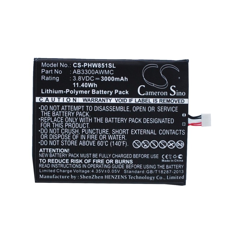 Batterie pour Philips Xenium W8510 (3000 mAh/11.4 Wh, 3.8 V)