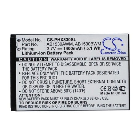 Batterie pour Philips Xenium X603 (1400 mAh/5.18 Wh, 3.7 V)