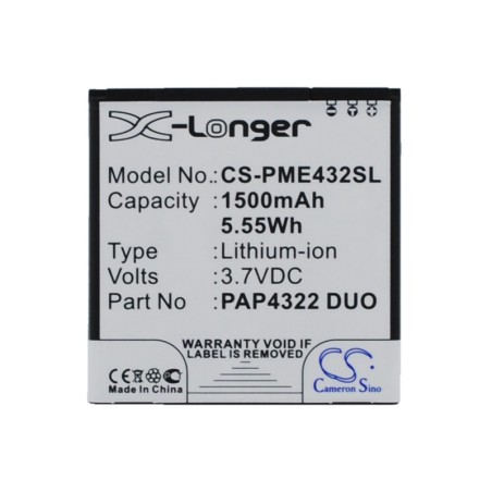 Batterie pour Prestigio MultiPhone 4322 Duo (1500 mAh/5.55 Wh, 3.7 V)
