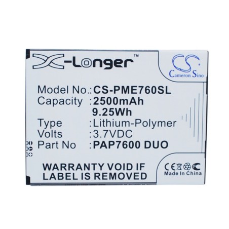 Batterie pour Prestigio MultiPhone 7600 Duo (2500 mAh/9.25 Wh, 3.7 V)