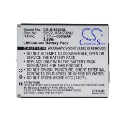 Batterie pour Sharp SH22 (650 mAh/2.41 Wh, 3.7 V)