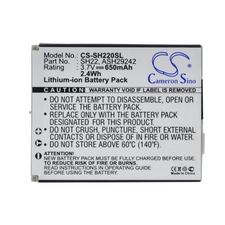 Batterie pour Sharp SH-06A (650 mAh/2.41 Wh, 3.7 V)