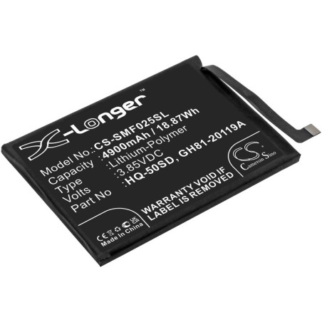 Batterie pour Samsung SM-E025F/DS (4900 mAh/18.87 Wh, 3.85 V)