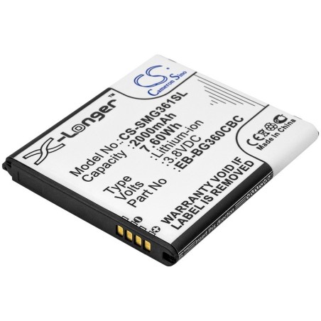 Batterie pour Samsung EB-BG360BBE (2000 mAh/7.6 Wh, 3.8 V)