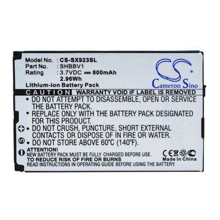 Batterie pour Sharp SHBBV1 (800 mAh/2.96 Wh, 3.7 V)