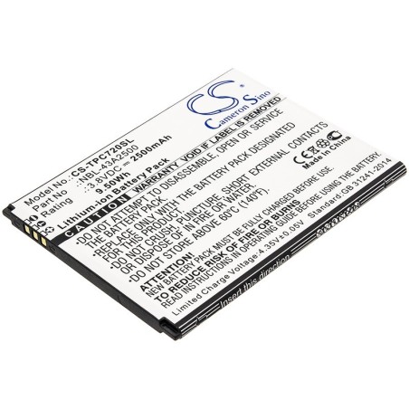 Batterie pour Neffos C7s (2500 mAh/9.5 Wh, 3.8 V)