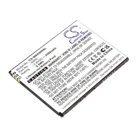 Batterie pour Wiko K600 (2500 mAh/9.5 Wh, 3.8 V)