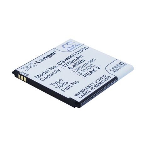 Batterie pour Wiko PEAK 2 (1750 mAh/6.48 Wh, 3.7 V)