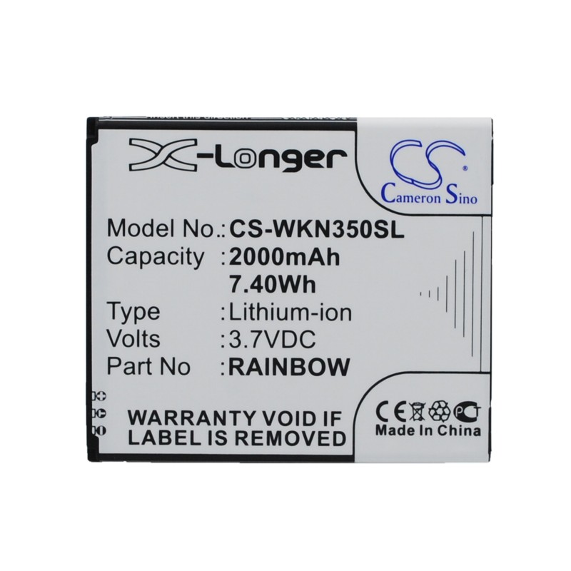Batterie pour Wiko Rainbow (2000 mAh/7.4 Wh, 3.7 V)
