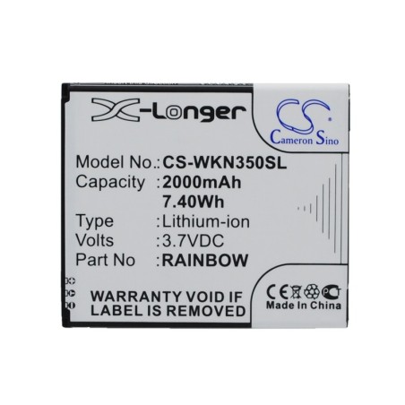 Batterie pour Wiko Rainbow (2000 mAh/7.4 Wh, 3.7 V)