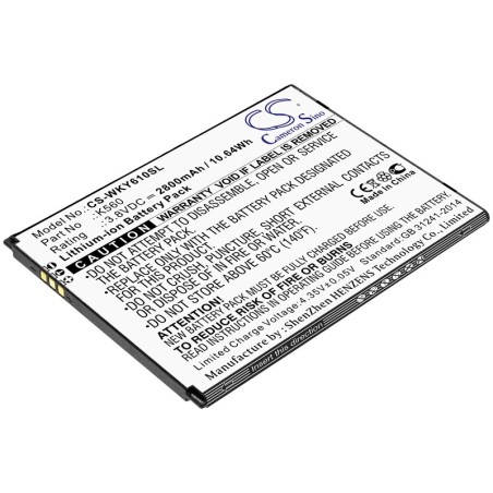 Batterie pour Wiko K560 (2800 mAh/10.64 Wh, 3.8 V)