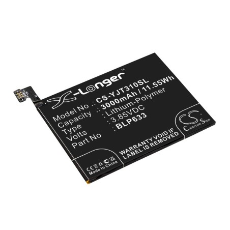 Batterie pour OnePlus 3T Dual SIM (3000 mAh/11.55 Wh, 3.85 V)