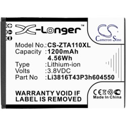 Batterie pour ZTE Blade A110 (1200 mAh/4.56 Wh, 3.8 V)