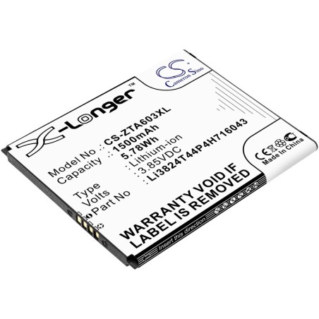 Batterie pour ZTE Blade A603 (1500 mAh/5.78 Wh, 3.85 V)