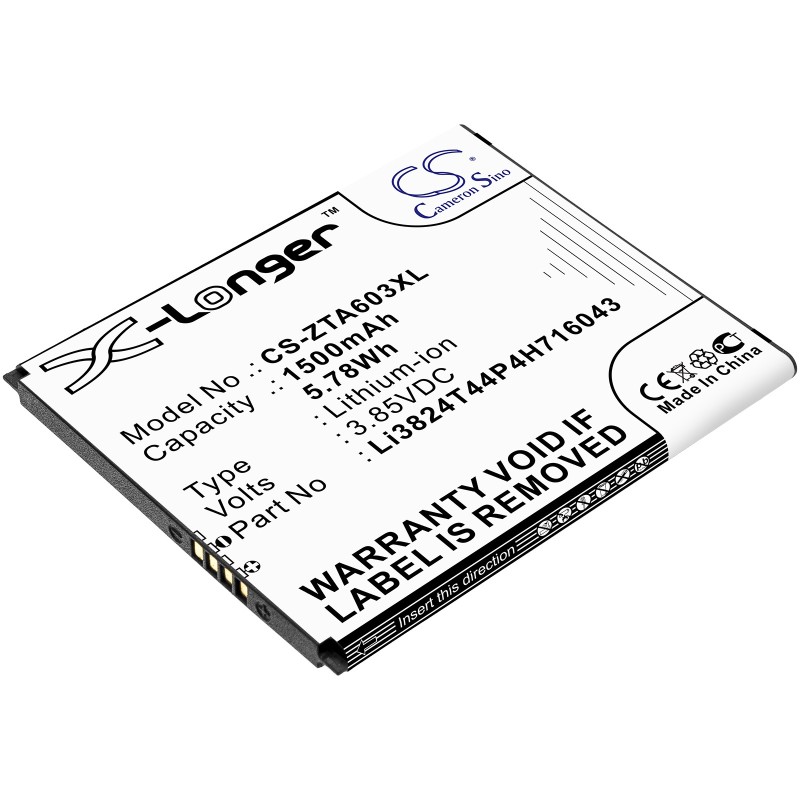 Batterie pour ZTE Blade E02 (1500 mAh/5.78 Wh, 3.85 V)