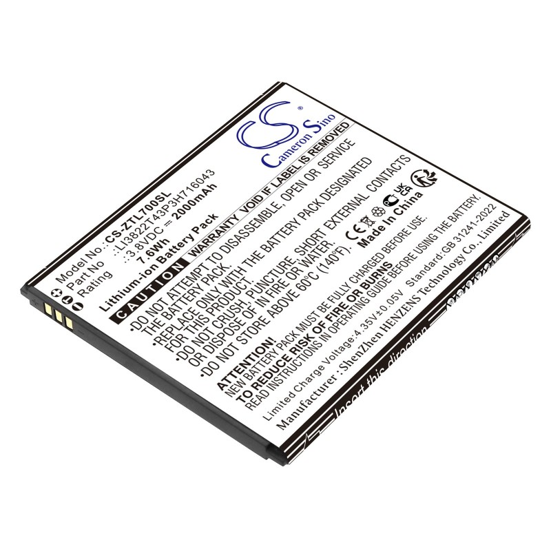 Batterie pour ZTE Blade L7 (2000 mAh/7.6 Wh, 3.8 V)