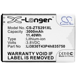 Batterie pour ZTE S291 (3000 mAh/11.4 Wh, 3.8 V)
