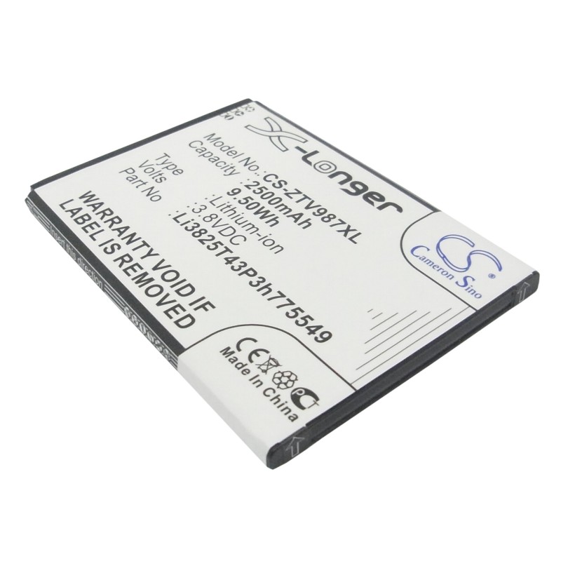 Batterie pour ZTE U935 (2500 mAh/9.5 Wh, 3.8 V)